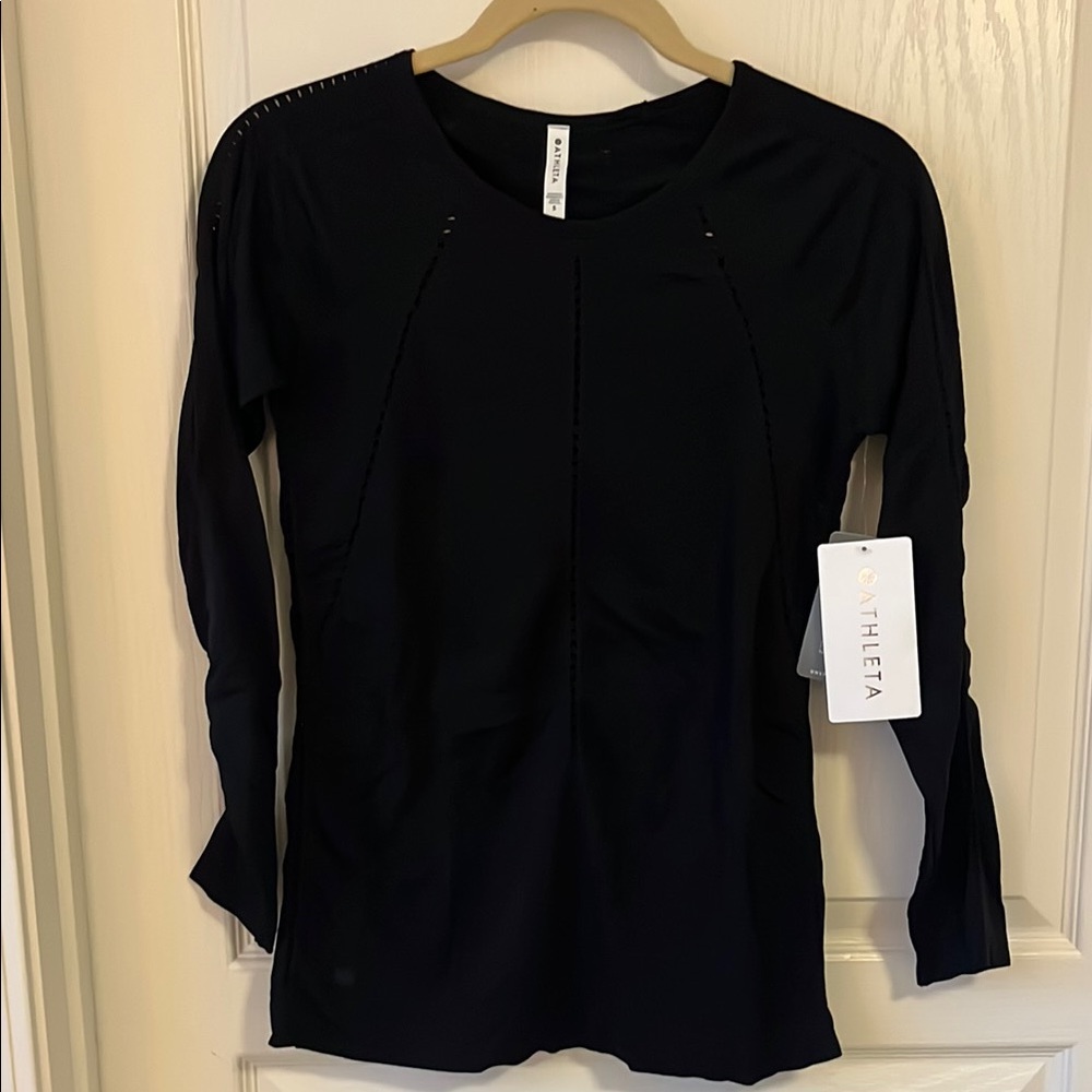 Athleta Women's Black Foothill Long Sleeve Tee Workout NWT